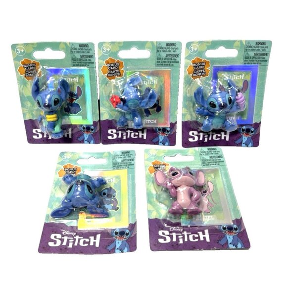 Lilo & Stitch Mini Micro Figures 5pc Set Toy Cake Toppers Bonus Card In Each NEW - Picture 1 of 8